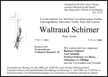 Anzeige von Waltraud Schirner von MGO
