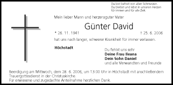 Anzeige von Günter David von MGO