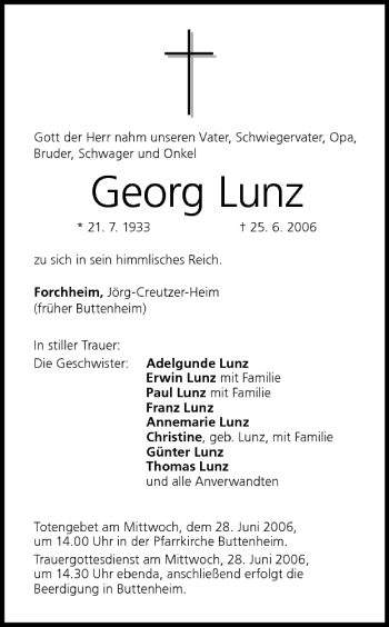 Anzeige von Georg Lunz von MGO