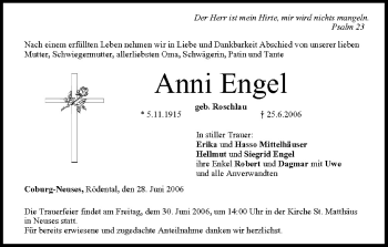 Anzeige von Anni Engel von MGO