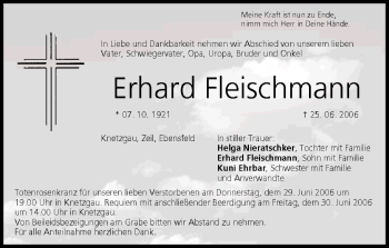 Anzeige von Erhard Fleischmann von MGO