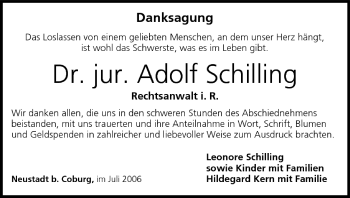 Anzeige von Adolf Schilling von MGO
