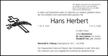 Anzeige von Hans Herbert von MGO