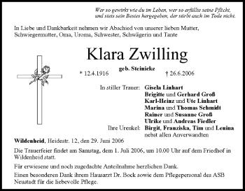 Anzeige von Klara Zwilling von MGO