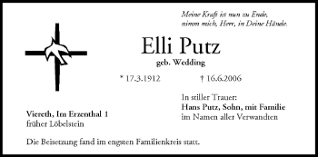Anzeige von Elli Putz von MGO