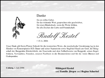 Anzeige von Rudolf Kestel von MGO