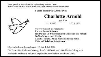 Anzeige von Charlotte Arnold von MGO