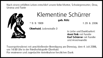 Anzeige von Klementine Schürrer von MGO