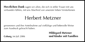 Anzeige von Herbert Metzner von MGO