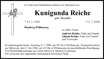 Anzeige von Kunigunda Reiche von MGO