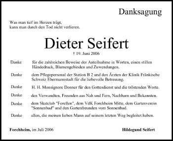 Anzeige von Dieter Seifert von MGO