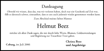 Anzeige von Helmut Beez von MGO