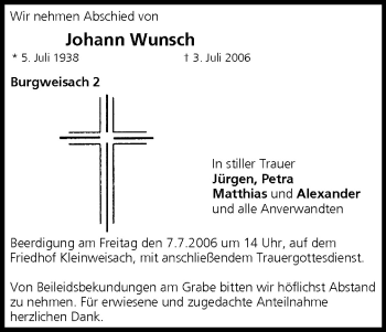 Anzeige von Johann Wunsch von MGO