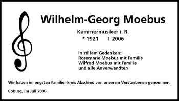 Anzeige von Wilhelm-Georg Moebus von MGO