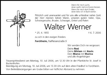Anzeige von Walter Werner von MGO