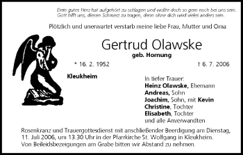 Anzeige von Gertrud Olawske von MGO