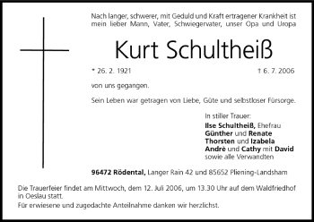Anzeige von Kurt Schultheiß von MGO
