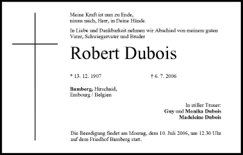Anzeige von Robert Dubois von MGO