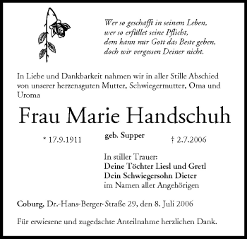Anzeige von Marie Handschuh von MGO