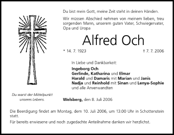 Anzeige von Alfred Och von MGO
