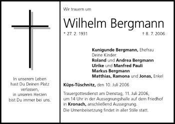Anzeige von Wilhelm Bergmann von MGO