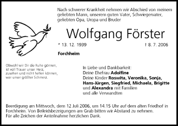 Anzeige von Wolfgang Förster von MGO