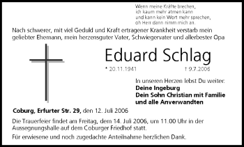 Anzeige von Eduard Schlag von MGO