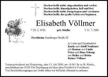 Anzeige von Elisabeth Völlmer von MGO