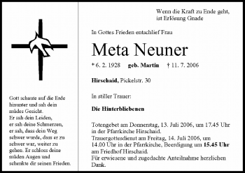 Anzeige von Meta Neuner von MGO