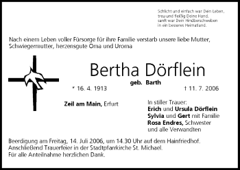 Anzeige von Bertha Dörflein von MGO