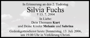 Anzeige von Silvia Fuchs von MGO