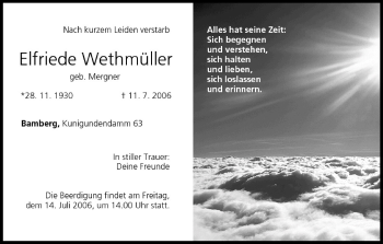 Anzeige von Elfriede Wethmüller von MGO