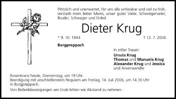 Anzeige von Dieter Krug von MGO
