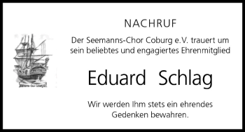 Anzeige von Eduard Schlag von MGO