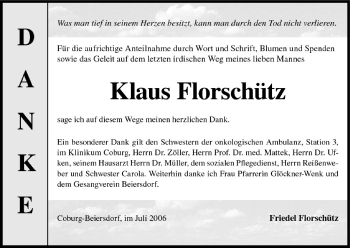 Anzeige von Klaus Florschütz von MGO