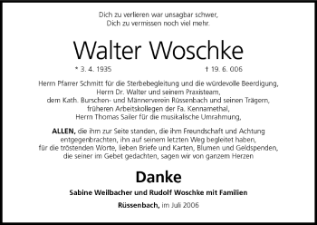 Anzeige von Walter Woschke von MGO