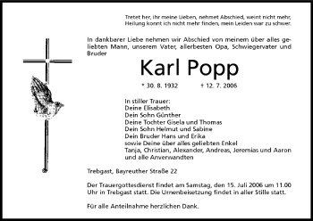 Anzeige von Karl Popp von MGO