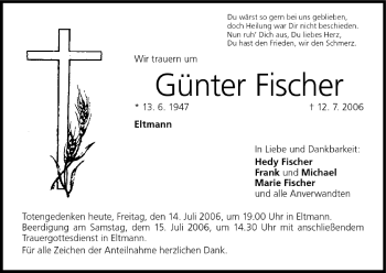 Anzeige von Günter Fischer von MGO