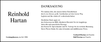 Anzeige von Reinhold Hartan von MGO