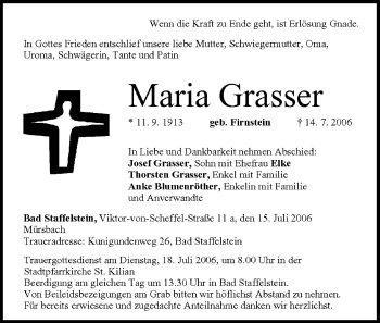 Anzeige von Maria Grasser von MGO