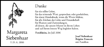 Anzeige von Margareta Siebenhaar von MGO