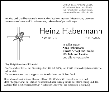 Anzeige von Heinz Habermann von MGO