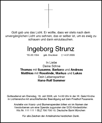 Anzeige von Ingeborg Strunz von MGO
