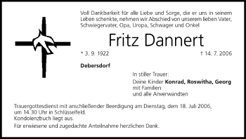 Anzeige von Fritz Dannert von MGO