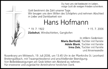 Anzeige von Hans Hofmann von MGO