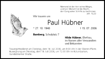 Anzeige von Paul Hübner von MGO