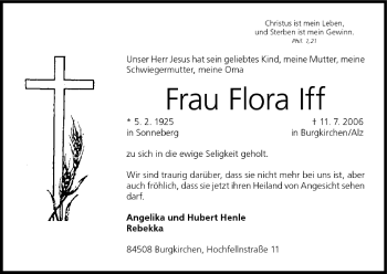 Anzeige von Flora Iff von MGO