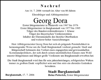 Anzeige von Georg Dora von MGO