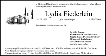 Anzeige von Lydia Fiederlein von MGO