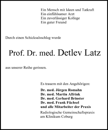 Anzeige von Detlev Latz von MGO